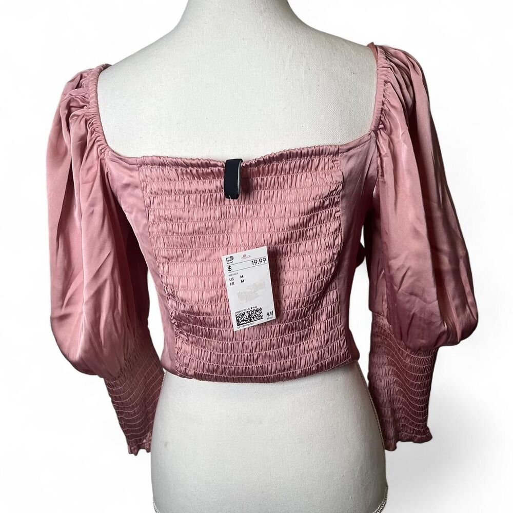 H&M Pink satin crop top Size Medium NWT - Picture 5 of 5